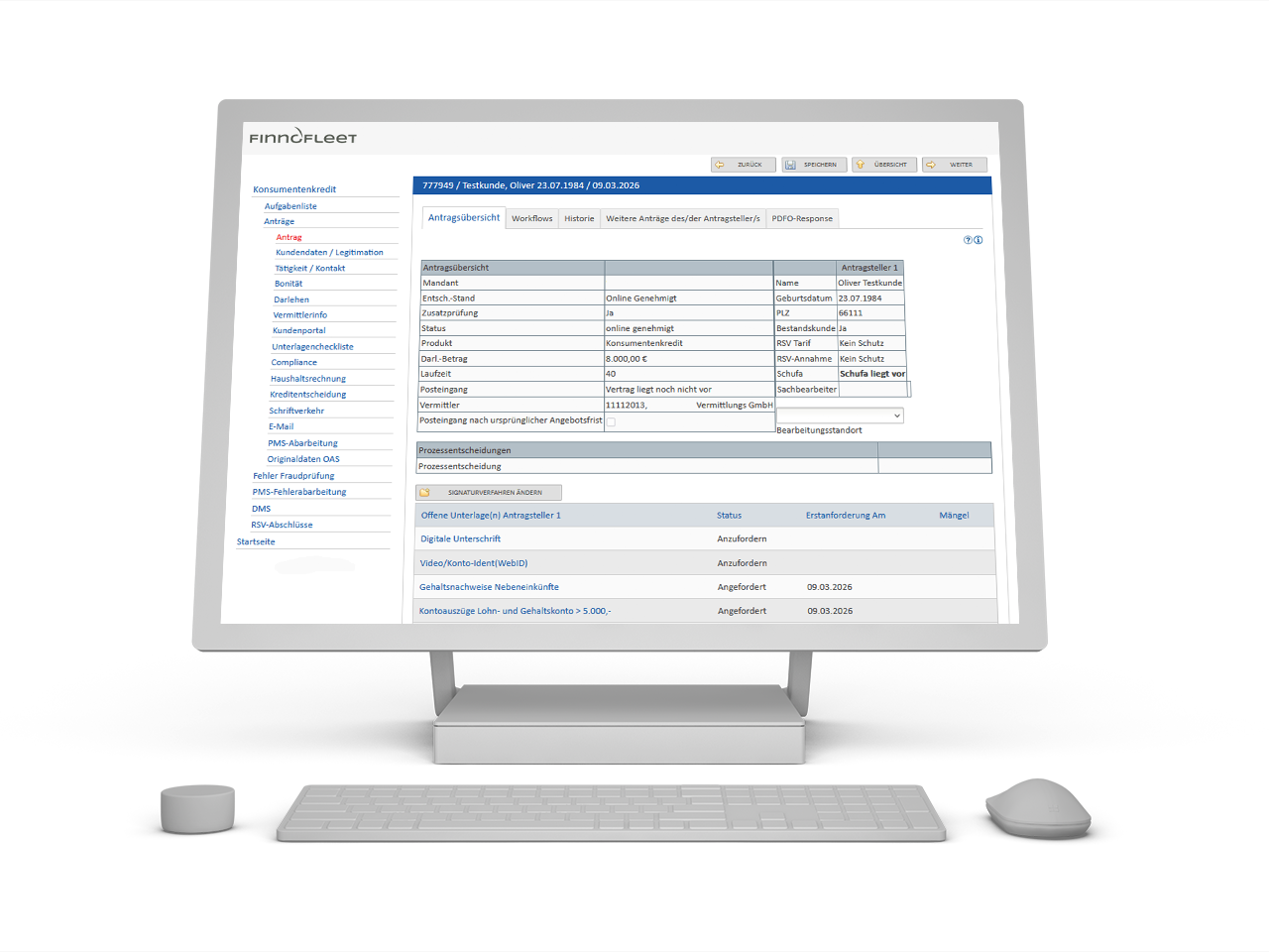Collecto Forderungsmanagement – Surface Tablet Ansicht