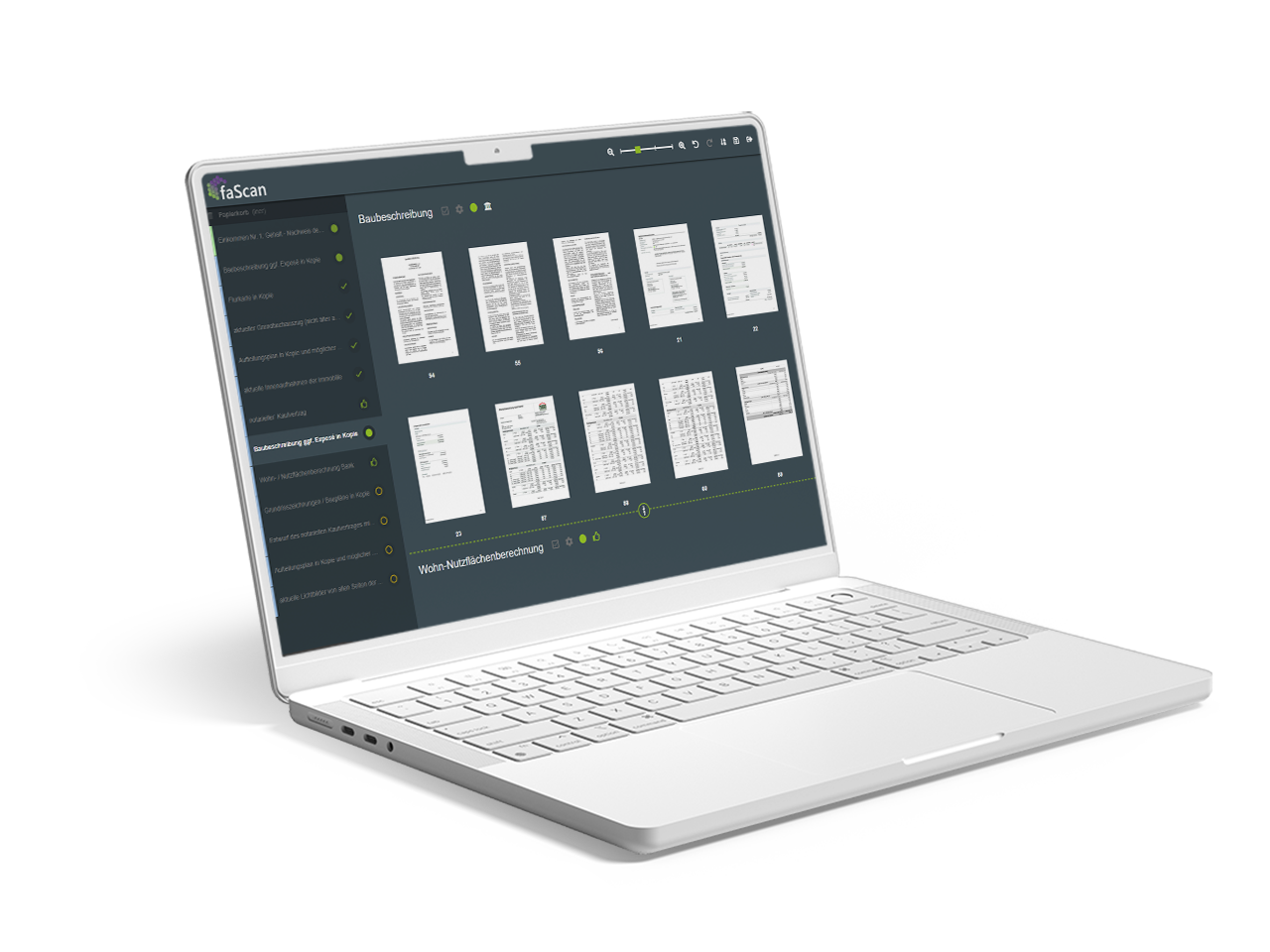 faScan Dokumentenscanning – Software-Ansicht